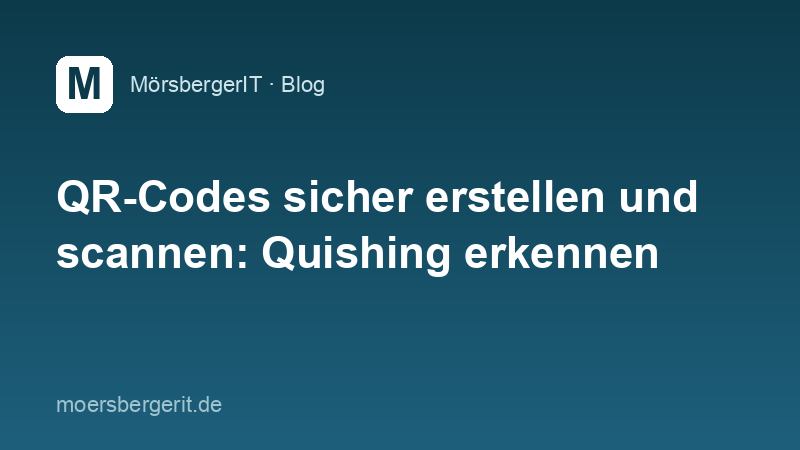 QR-Code auf einem Smartphone-Display, daneben ein Warnsymbol für einen manipulierten Aufkleber.