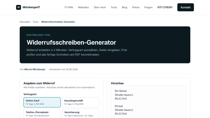 Widerrufsrecht 14 Tage