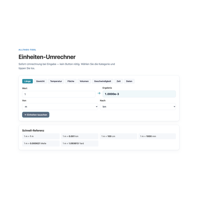 Einheiten-Umrechner – Screenshot
