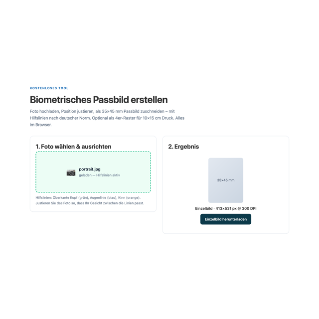 Biometrisches Passbild – Screenshot