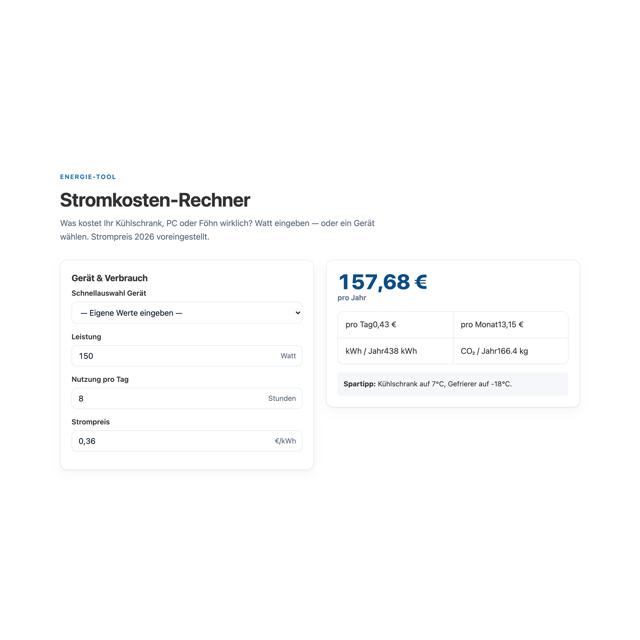 Stromkosten-Rechner – Screenshot