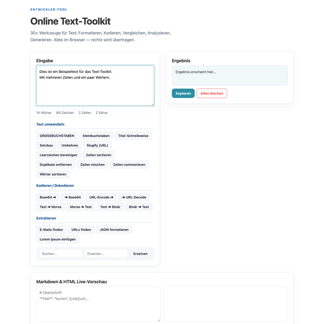 Online Text-Toolkit – Screenshot