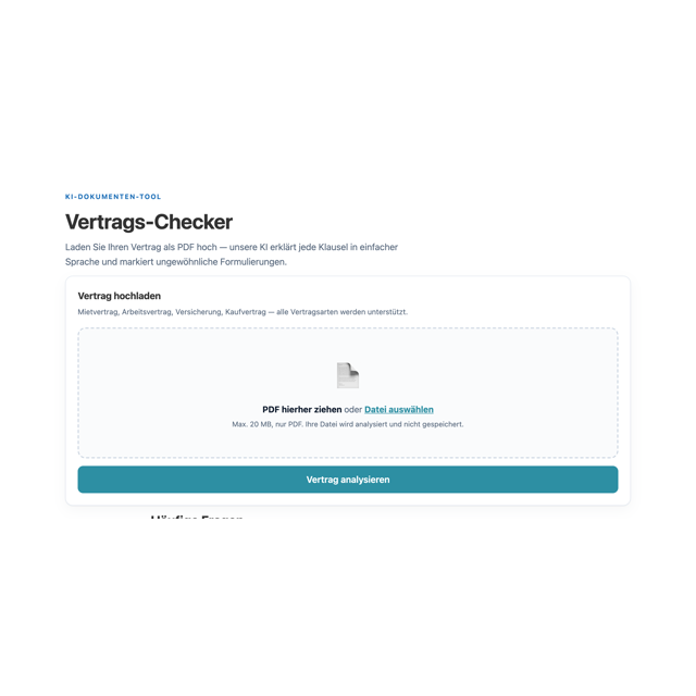Vertrags-Checker – Screenshot